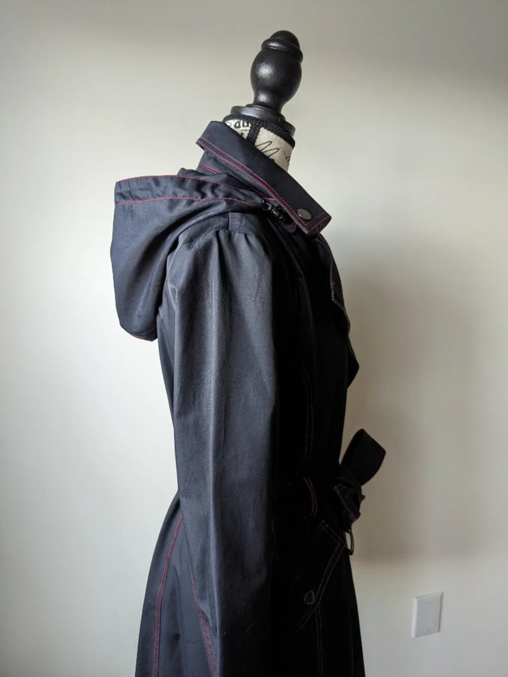 Michael Kors Asymmetrical Zip Trench Coat in Dark Navy S